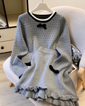 France style short skirt sweater 2pcs set for women