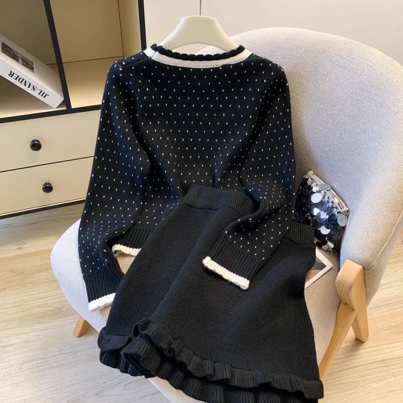 France style short skirt sweater 2pcs set for women