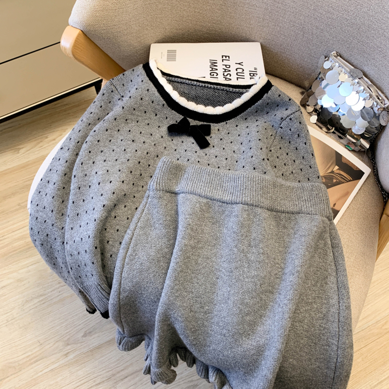 France style short skirt sweater 2pcs set for women