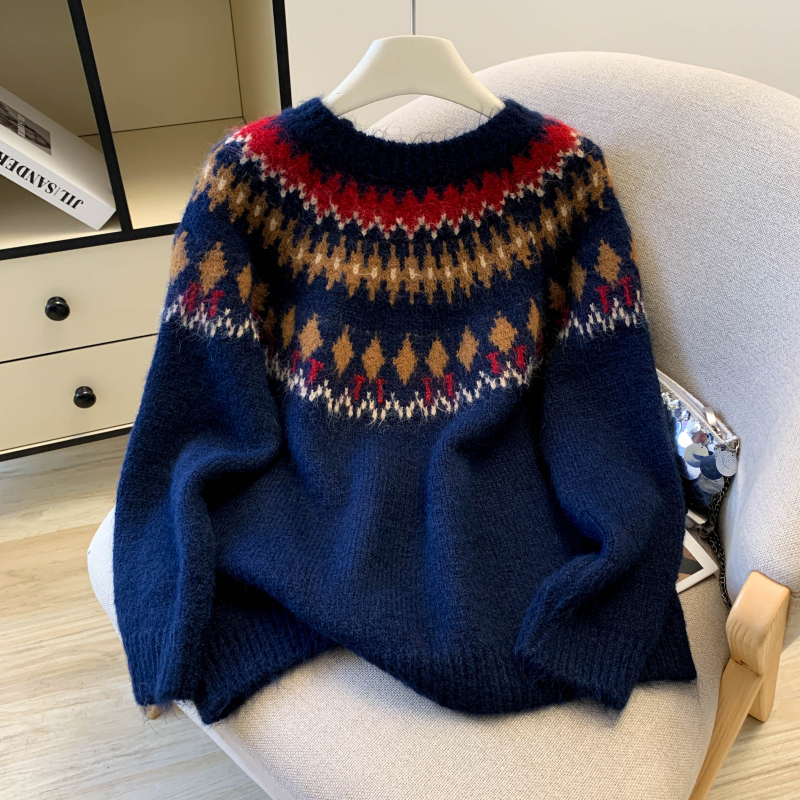 Christmas autumn and winter tops lazy sweater for women