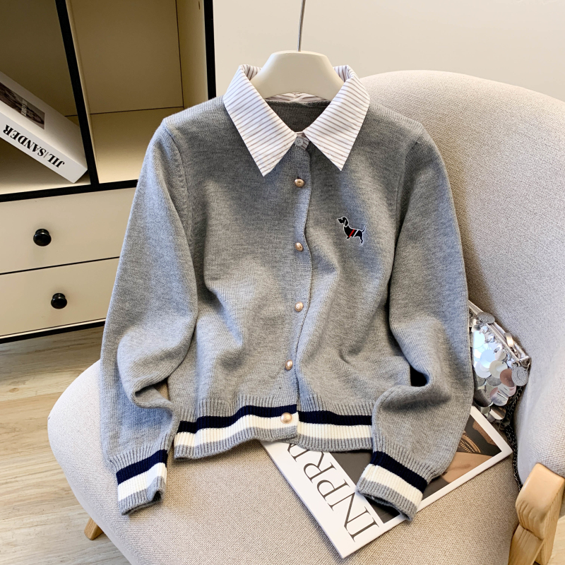 Pseudo-two tops autumn and winter shirt a set for women