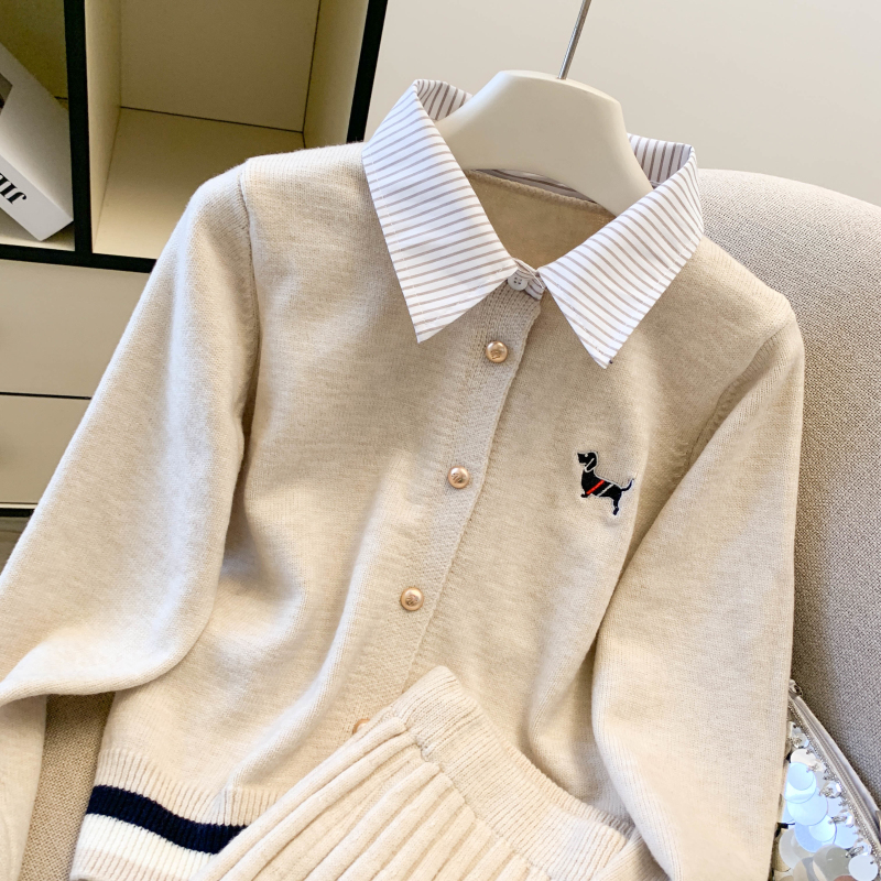 Pseudo-two tops autumn and winter shirt a set for women