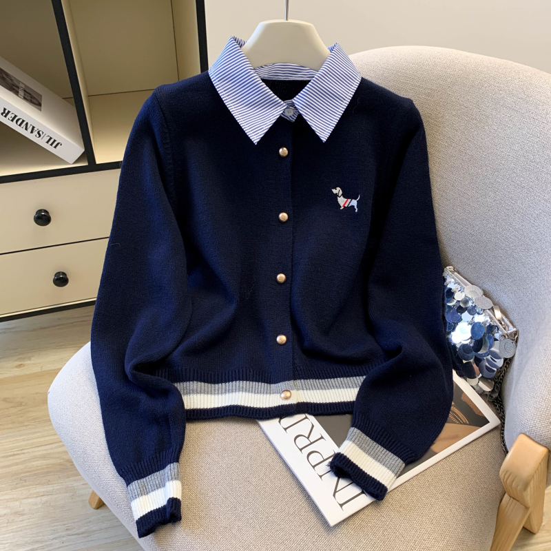 Pseudo-two tops autumn and winter shirt a set for women