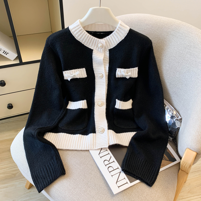 Bow sweet Korean style tops spring and autumn lazy coat