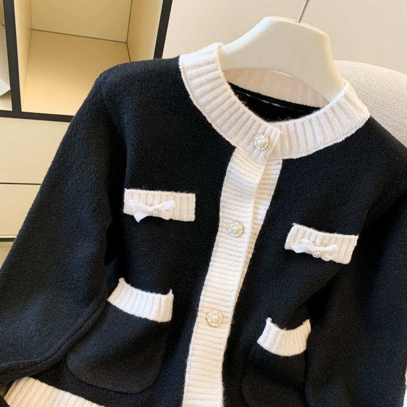 Bow sweet Korean style tops spring and autumn lazy coat