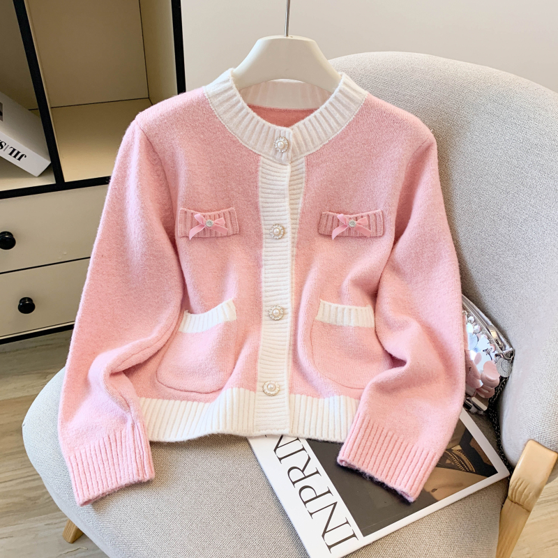 Bow sweet Korean style tops spring and autumn lazy coat