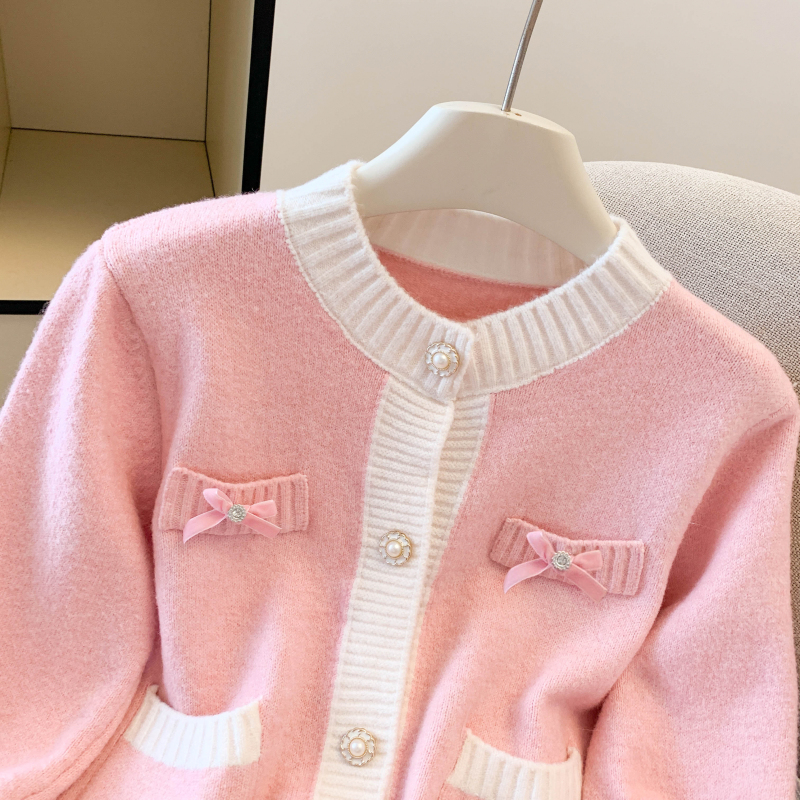 Bow sweet Korean style tops spring and autumn lazy coat