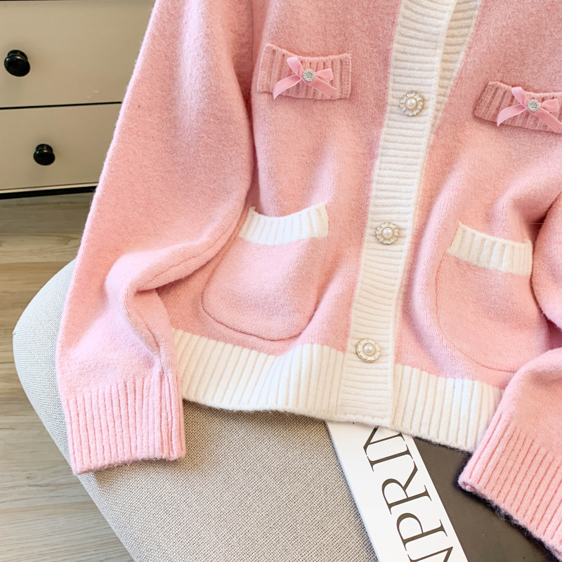 Bow sweet Korean style tops spring and autumn lazy coat