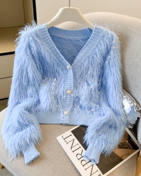 Imitation of mink velvet tassels coat lazy sweater for women