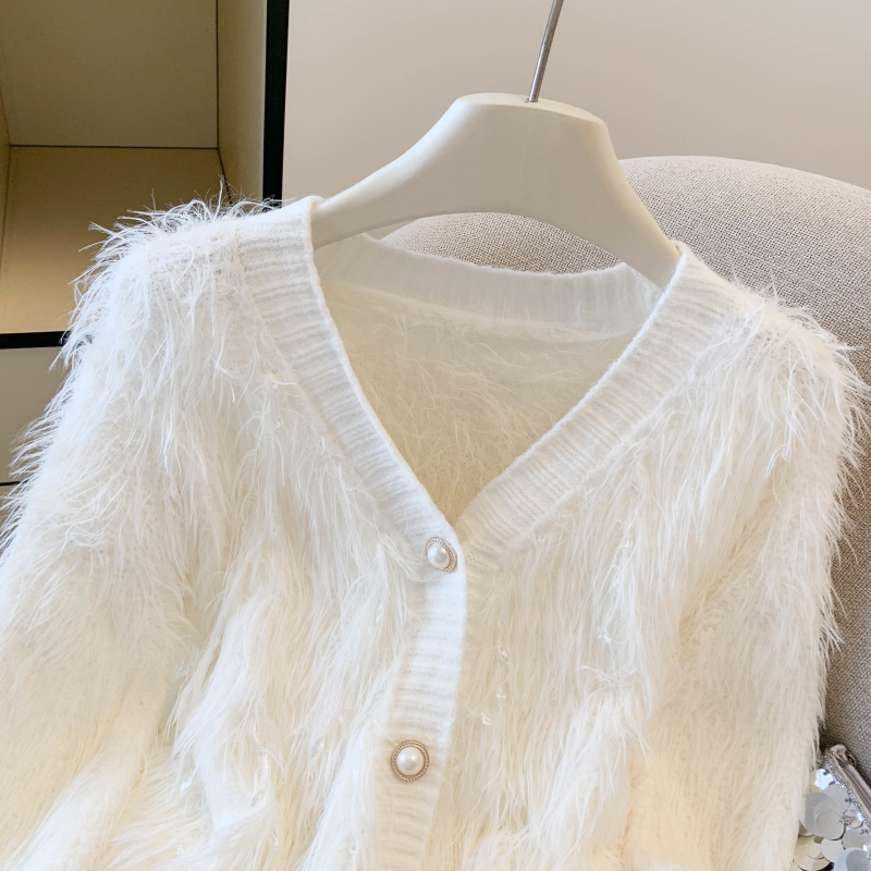 Imitation of mink velvet tassels coat lazy sweater for women