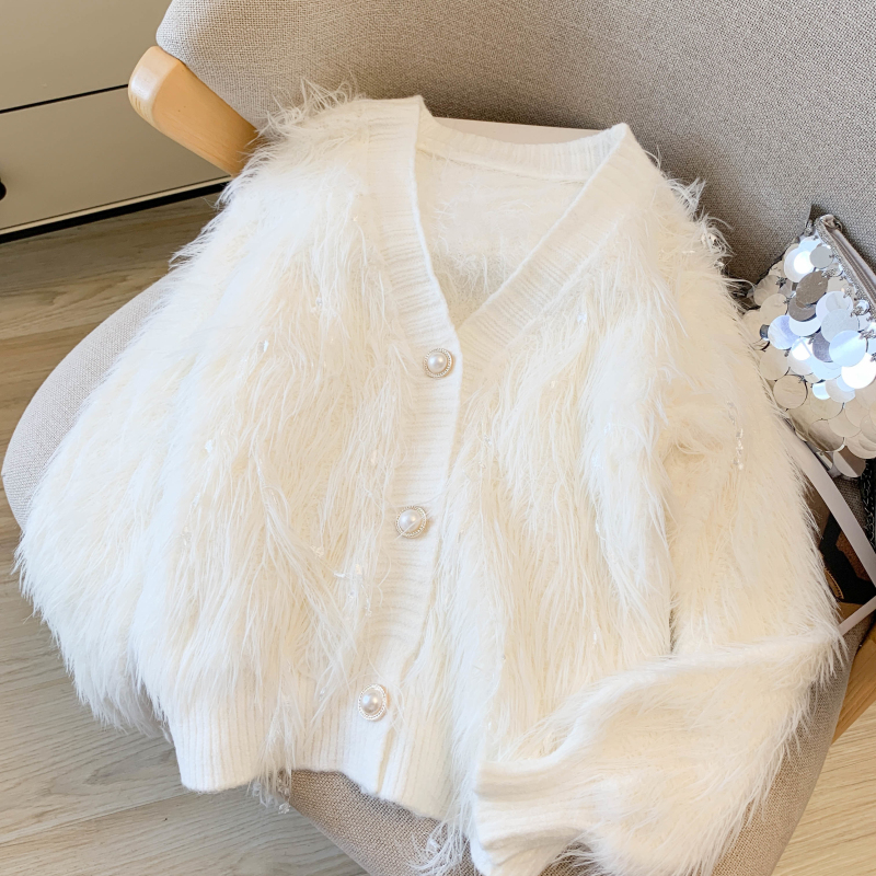 Imitation of mink velvet tassels coat lazy sweater for women