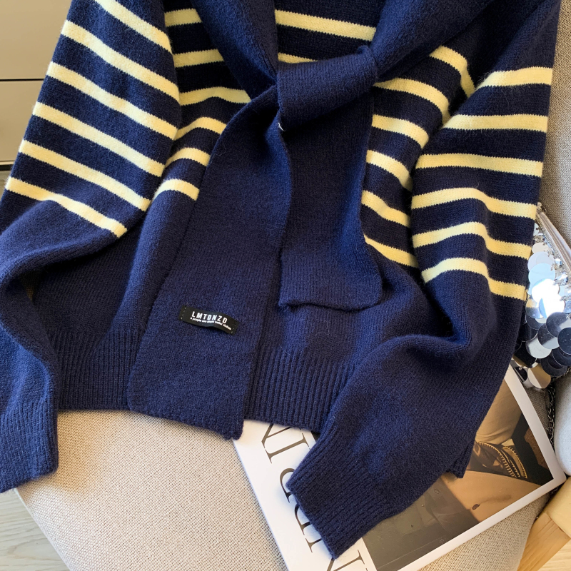 All-match Pseudo-two stripe shawl loose Casual tops