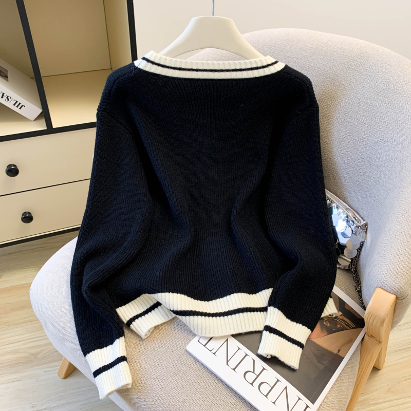 Knitted stripe coat autumn cardigan for women