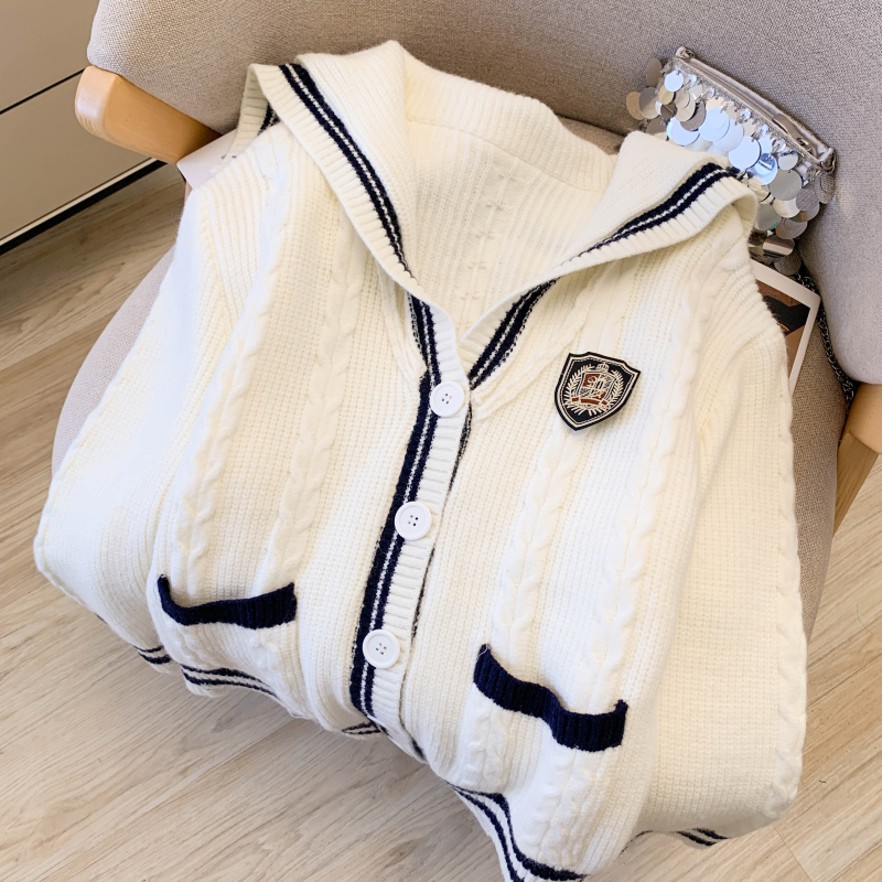 Loose college style coat show young navy collar tops