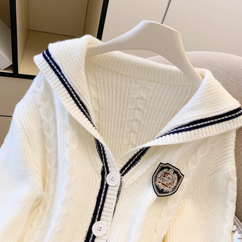 Loose college style coat show young navy collar tops