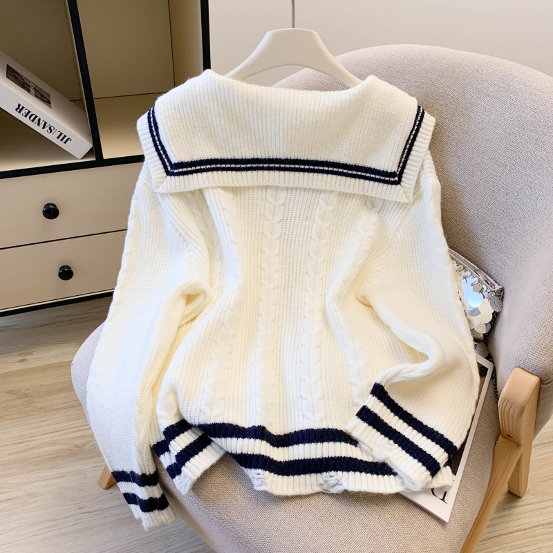 Loose college style coat show young navy collar tops