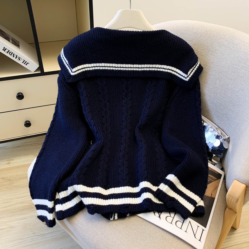 Loose college style coat show young navy collar tops