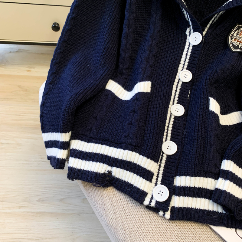 Loose college style coat show young navy collar tops