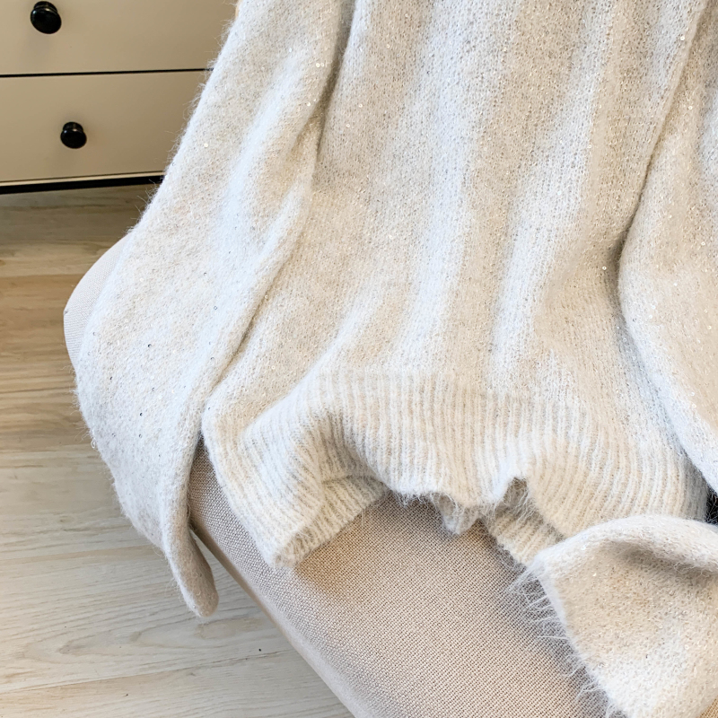 Autumn strapless sweater long sleeve white tops for women