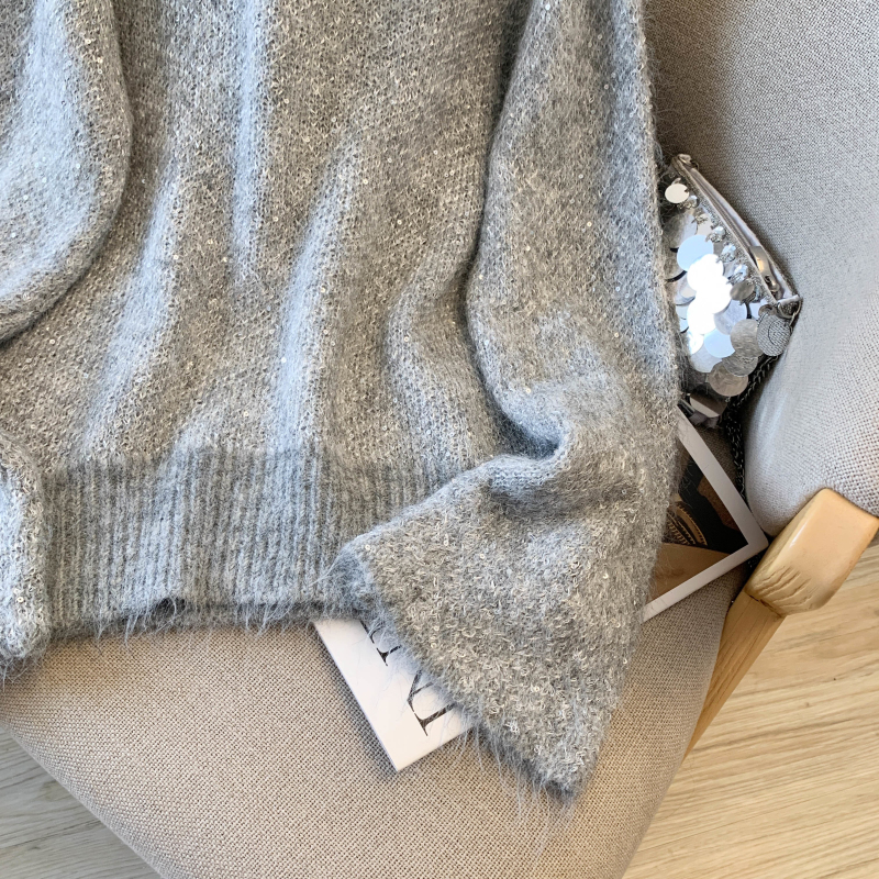 Autumn strapless sweater long sleeve white tops for women
