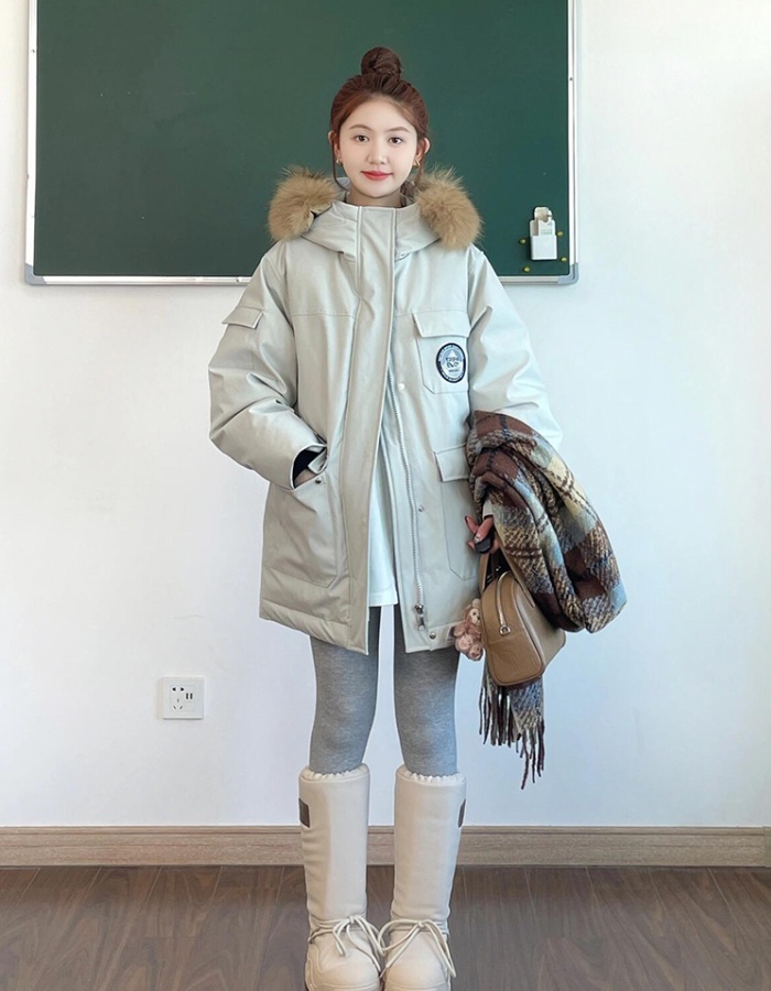 Thick winter long work clothing fur collar loose coat