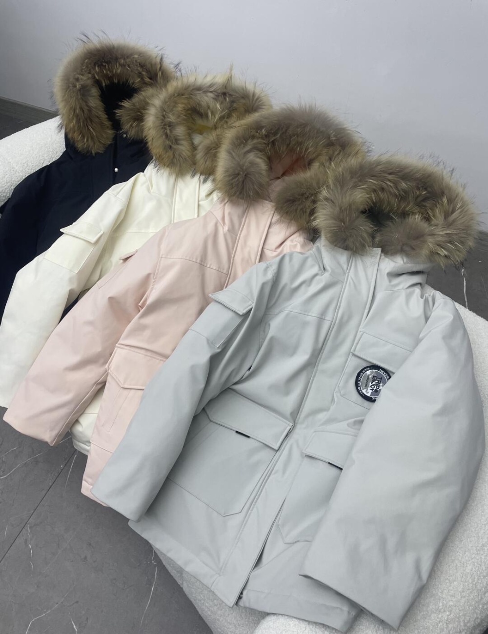 Thick winter long work clothing fur collar loose coat