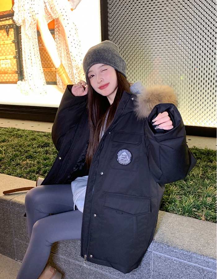 Thick winter long work clothing fur collar loose coat