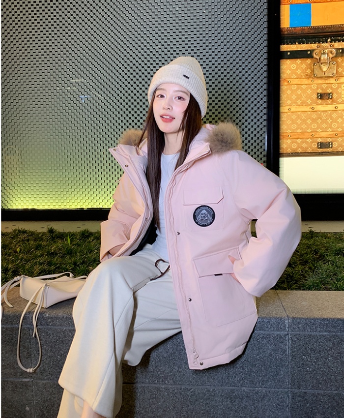 Thick winter long work clothing fur collar loose coat