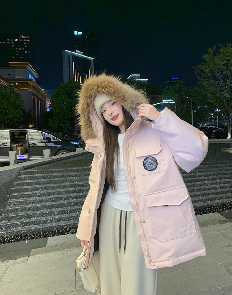 Thick winter long work clothing fur collar loose coat