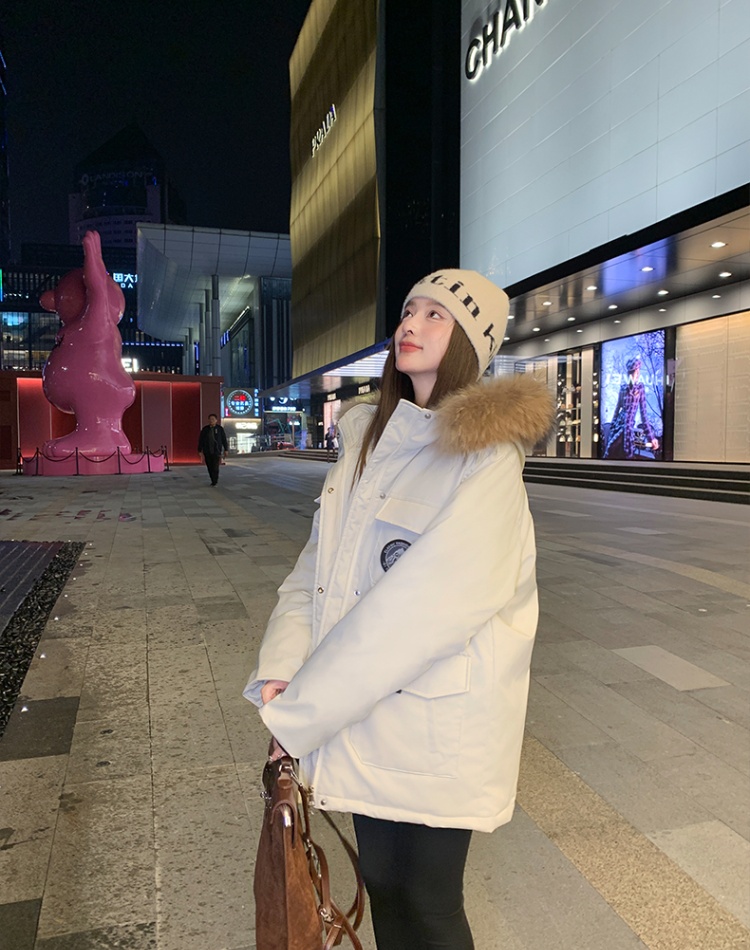 Thick winter long work clothing fur collar loose coat