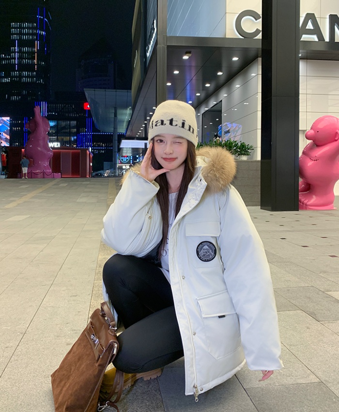 Thick winter long work clothing fur collar loose coat