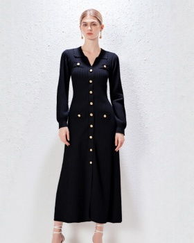 Ladies split knitted temperament autumn and winter dress