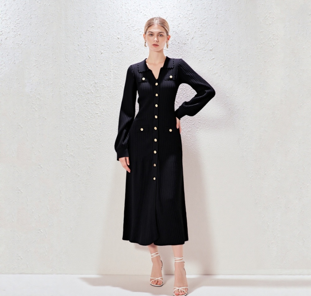 Ladies split knitted temperament autumn and winter dress