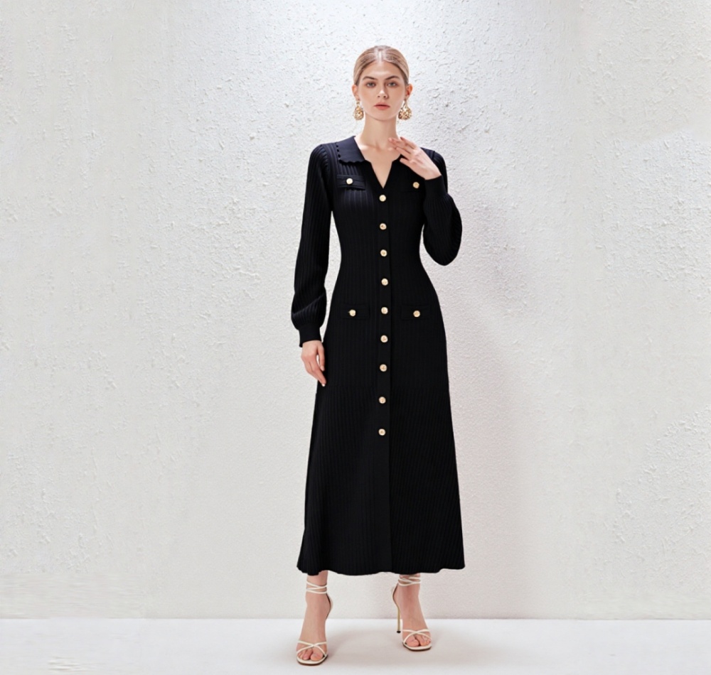 Ladies split knitted temperament autumn and winter dress