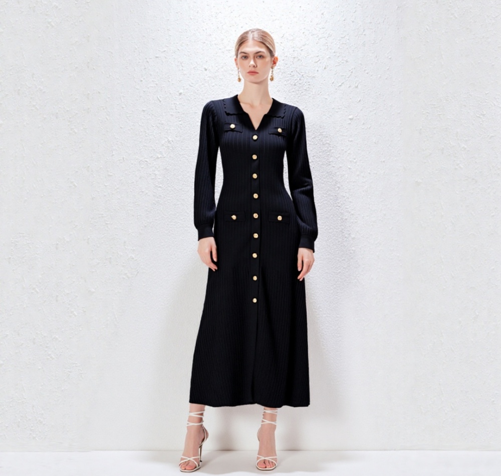 Ladies split knitted temperament autumn and winter dress
