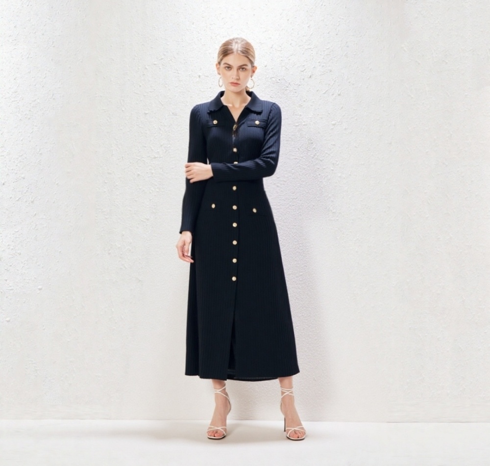 Ladies split knitted temperament autumn and winter dress