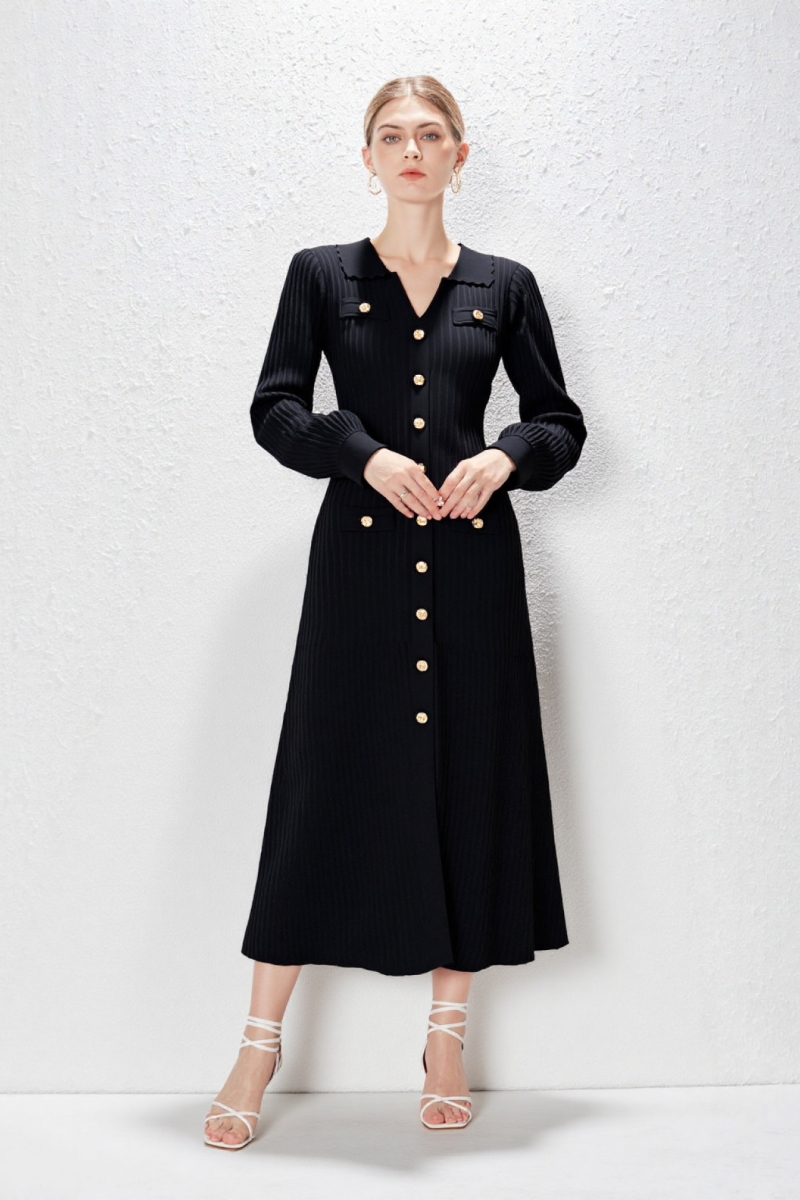 Ladies split knitted temperament autumn and winter dress