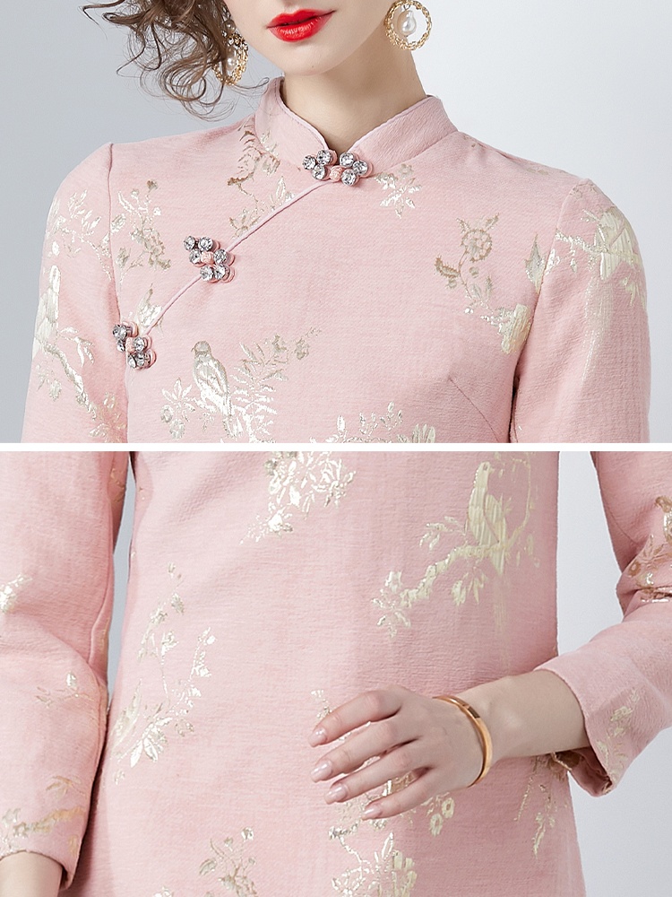 Embroidery gold line dress fashion cheongsam