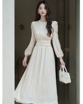 Tender pinched waist autumn long dress lace temperament dress