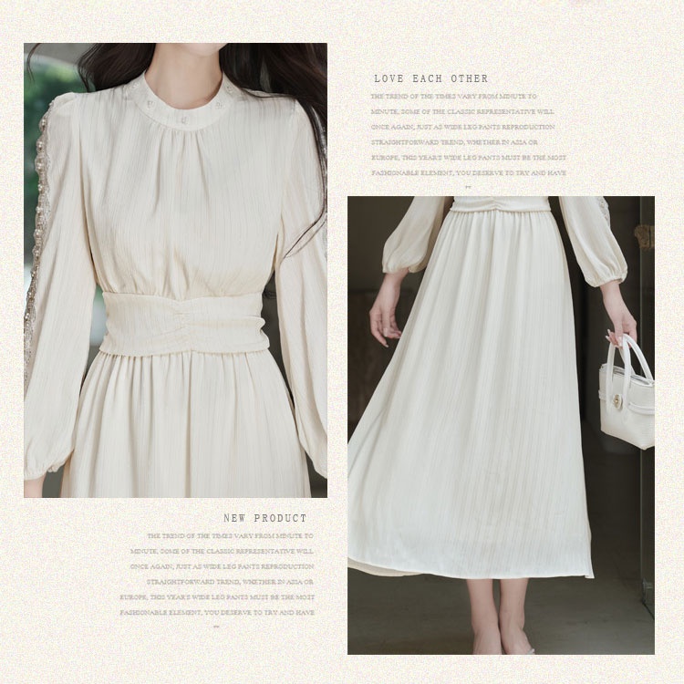 Tender pinched waist autumn long dress lace temperament dress