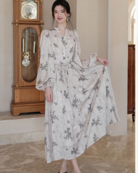 Long sleeve spring dress France style long dress for women