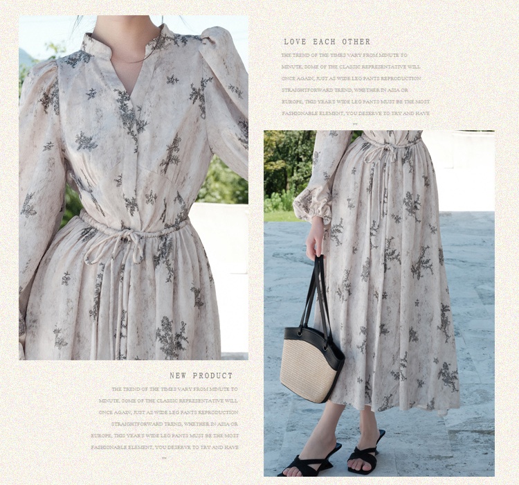 Long sleeve spring dress France style long dress for women