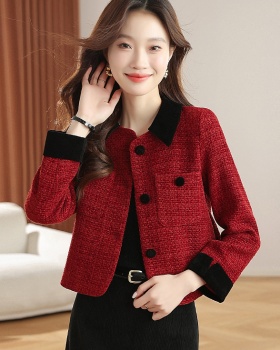 Autumn and winter lapel chanelstyle woolen coat