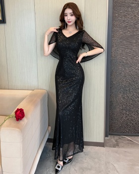 Niche sequins host mermaid light luxury evening dress