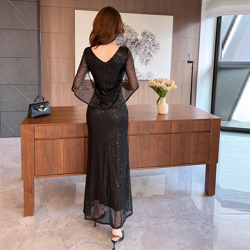 Niche sequins host mermaid light luxury evening dress