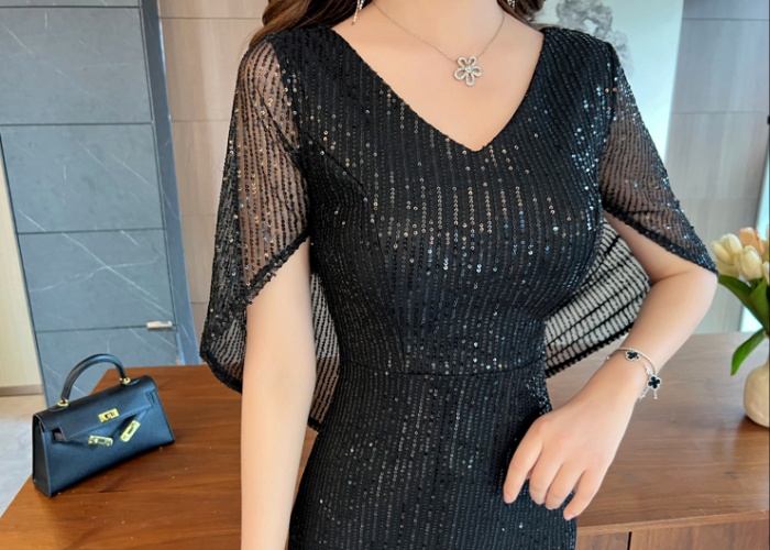Niche sequins host mermaid light luxury evening dress