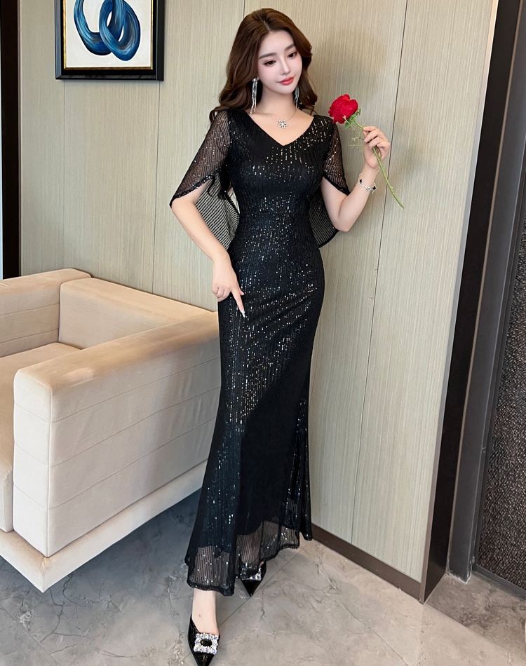 Niche sequins host mermaid light luxury evening dress
