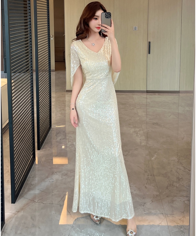 Niche sequins host mermaid light luxury evening dress