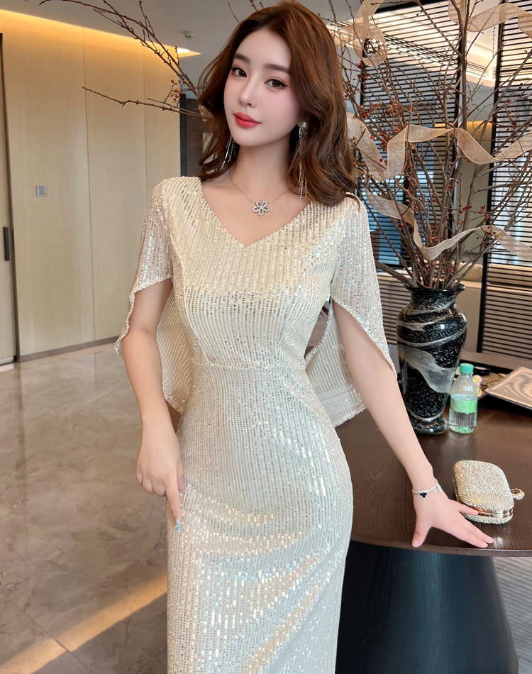 Niche sequins host mermaid light luxury evening dress