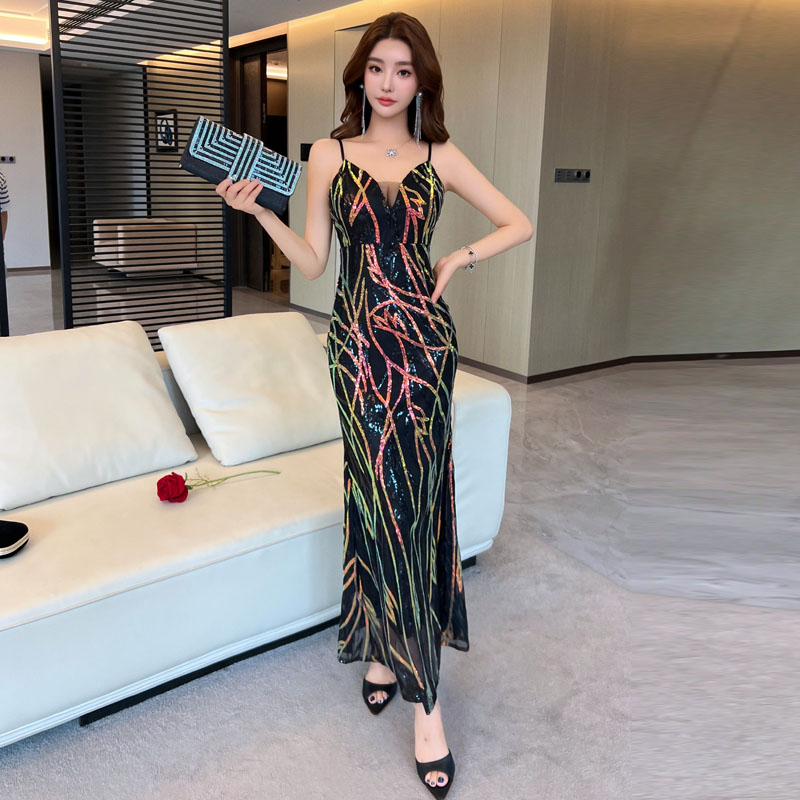 Temperament ladies formal dress V-neck dress for women
